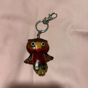 Owl Keychain for Bird Lovers - Red and Brown